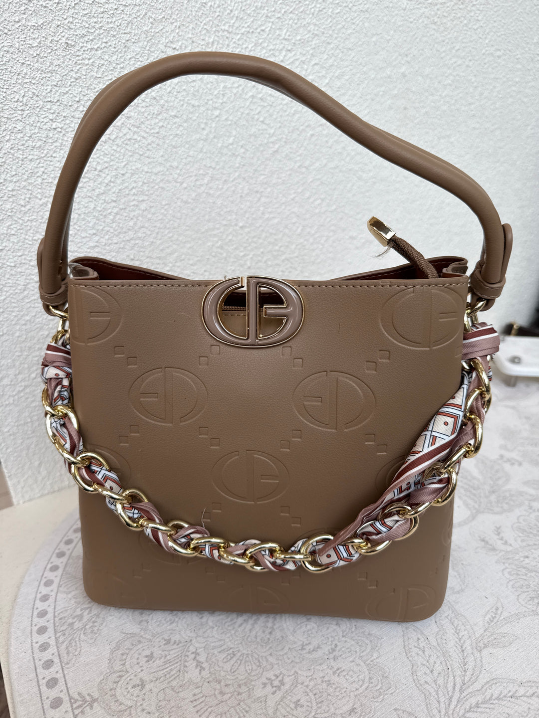 Sac sceau chaine foulard Beige 1083