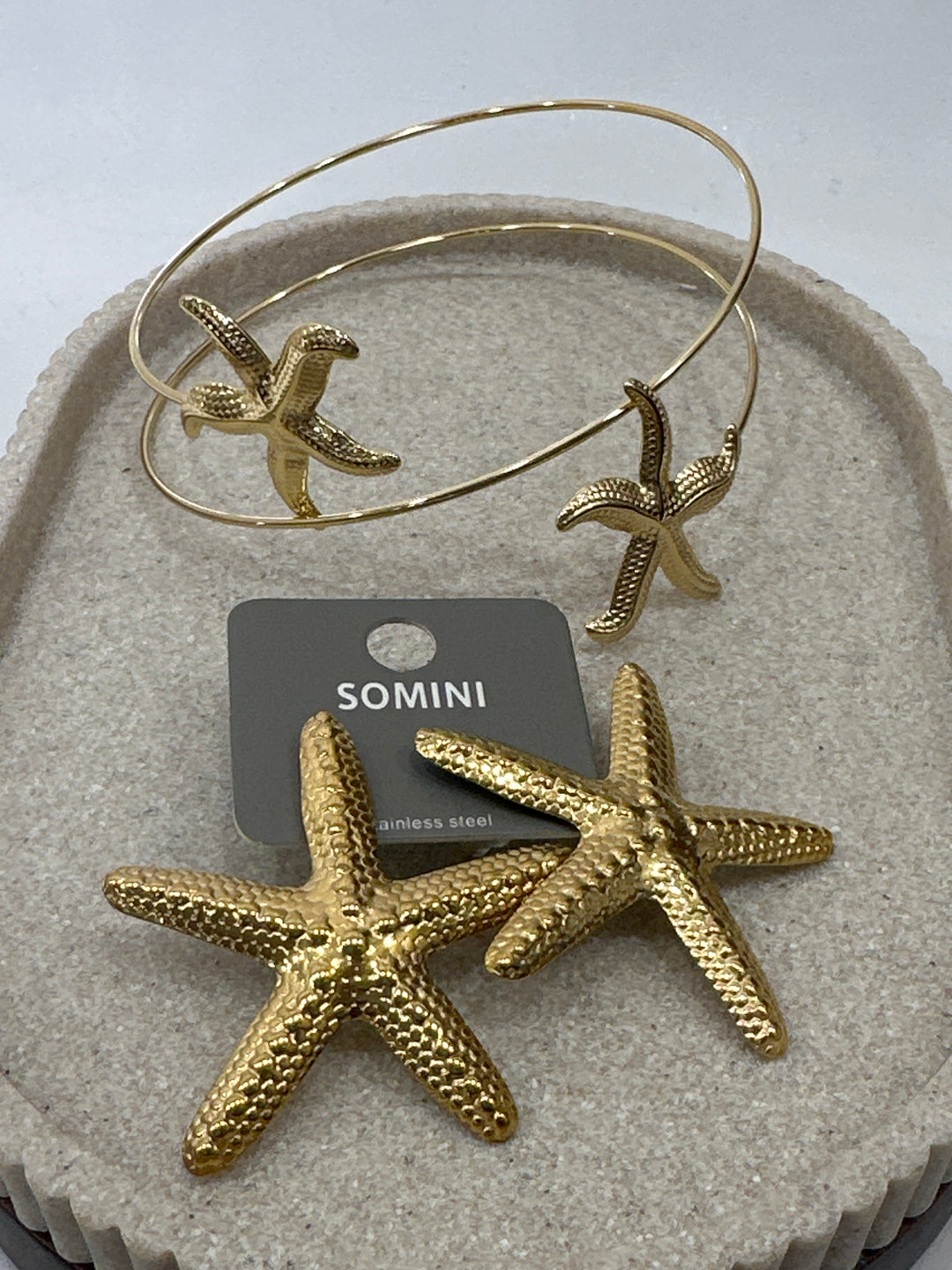 Set manchette bras + boucles d’oreilles étoile de mer