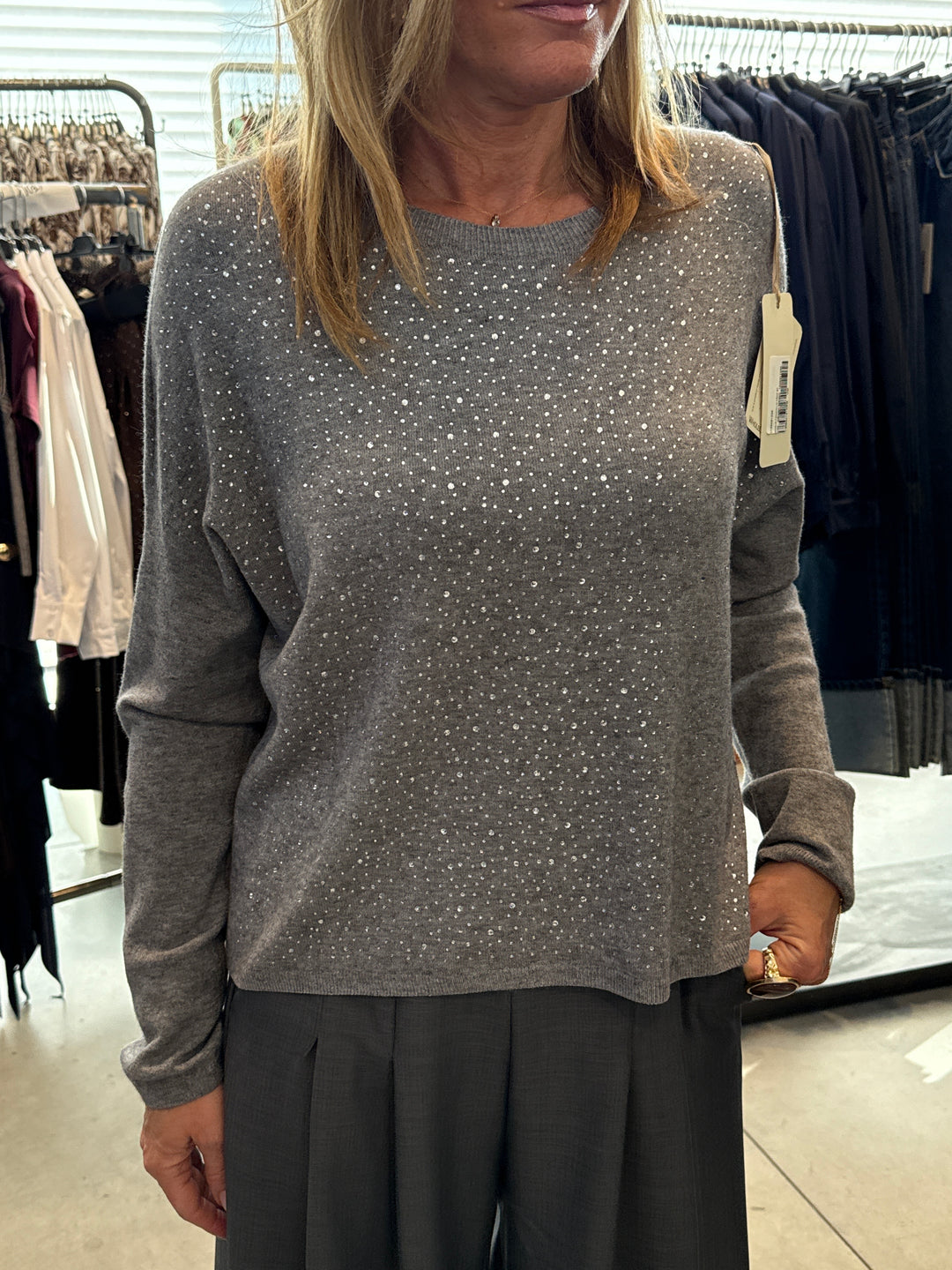 Pull Col Rond Strass Pull col rond strass – RQUEEN Paris