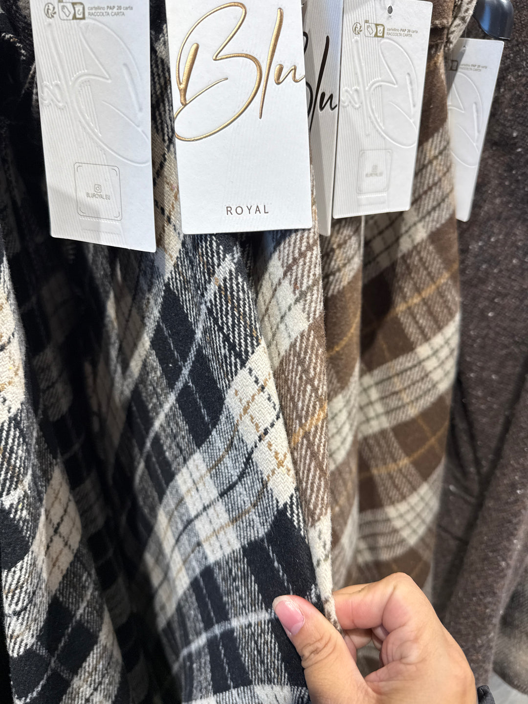 Jupe carreau boutons choco