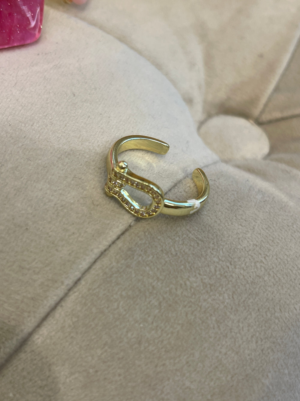 Bague simple strass or