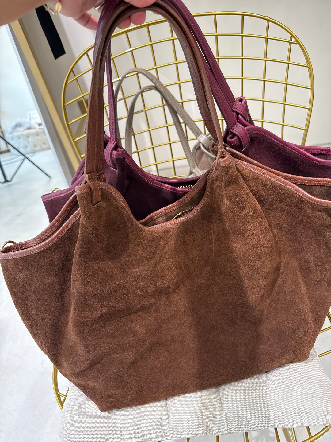 Sac daim cuir Cécile