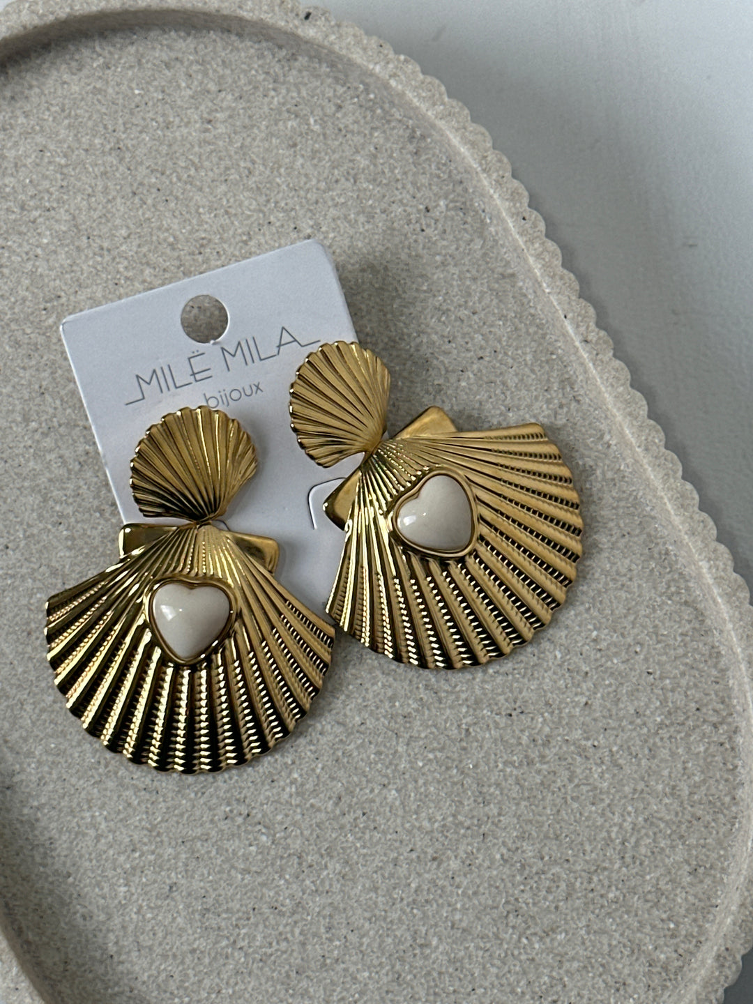 Boucles d'oreilles coquillage cœur