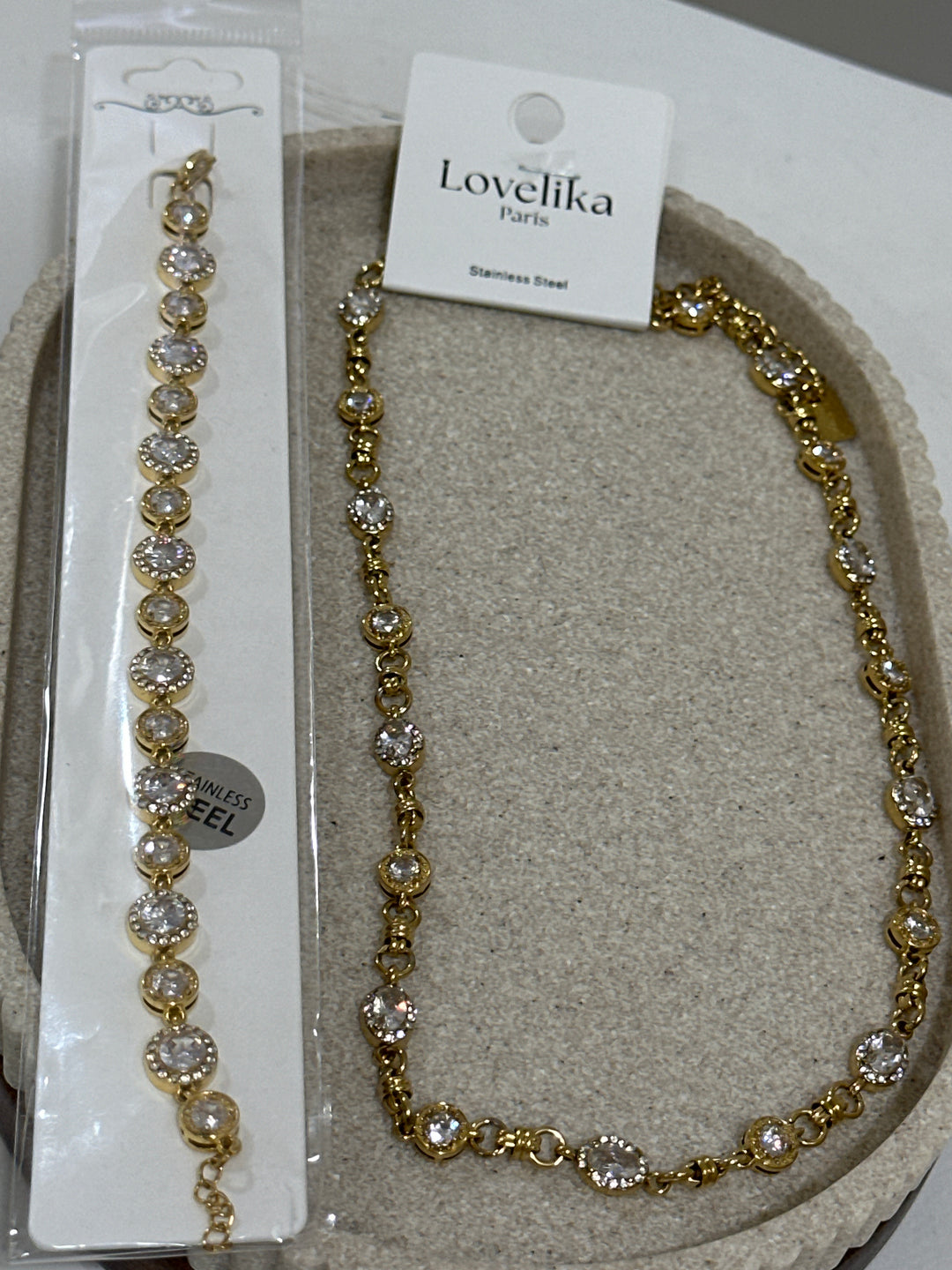 Set collier pierre + bracelet pierre OR