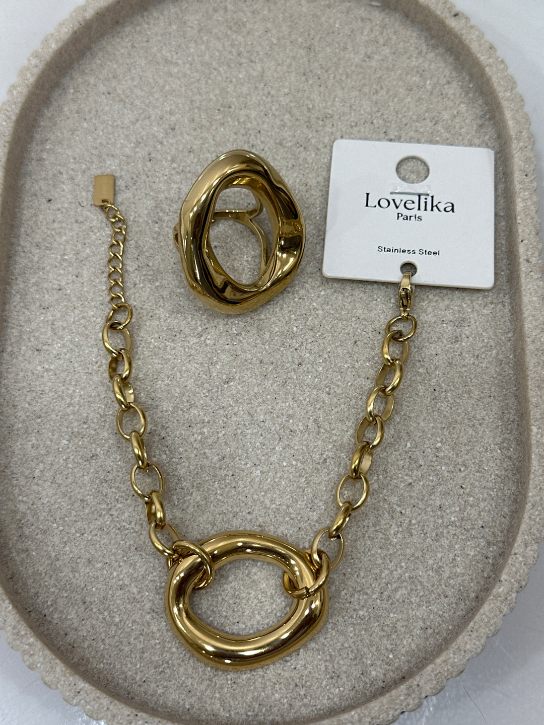 Set bague + bracelet cercle or
