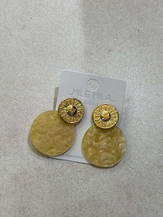 Boucles rond Nacré jaune N91