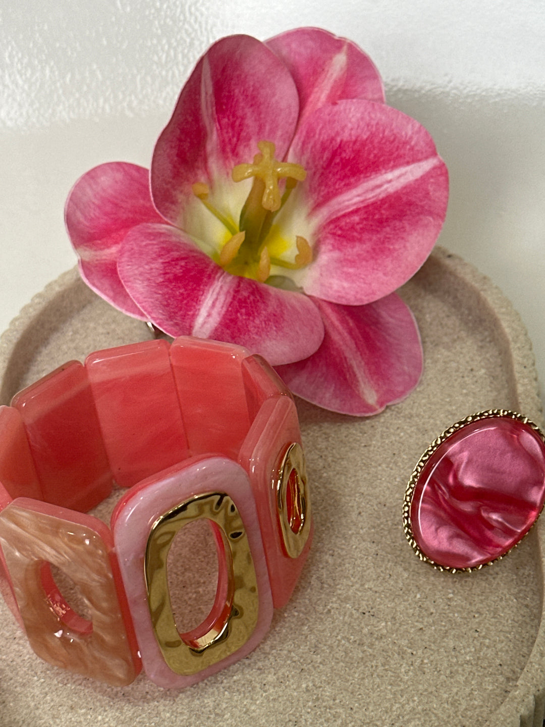 Set manchette + bague + pince en fleur ROSES