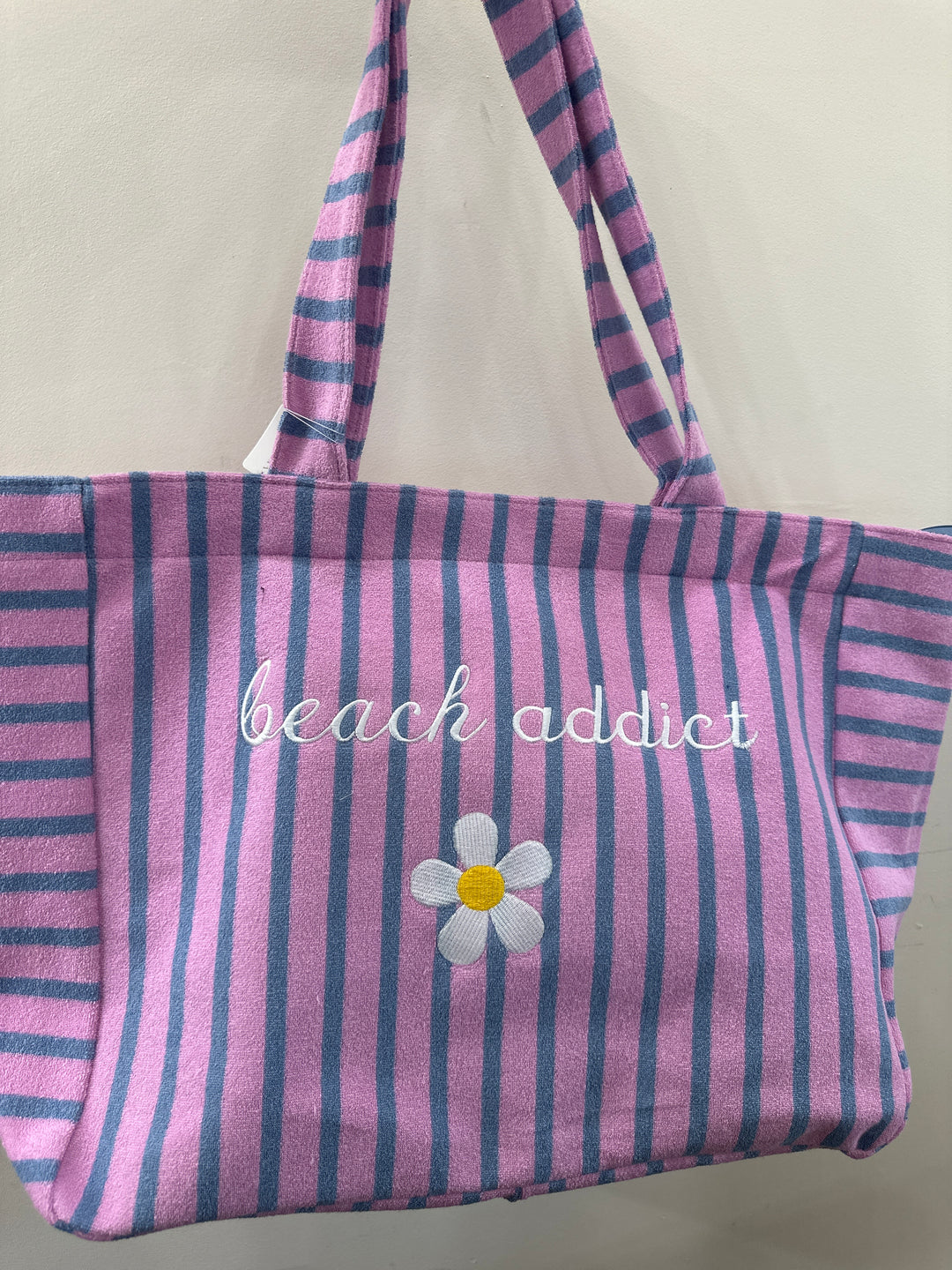 Sac lilas à rayures bleu