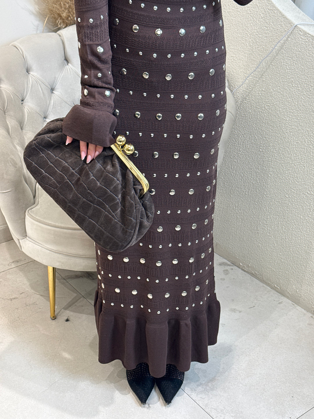 Robe Pull cloutes choco 10186