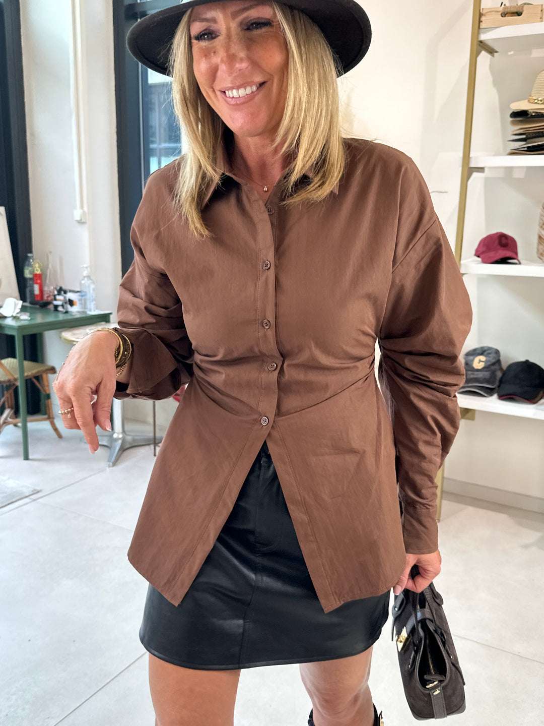 Chemise cintrée marron 11373