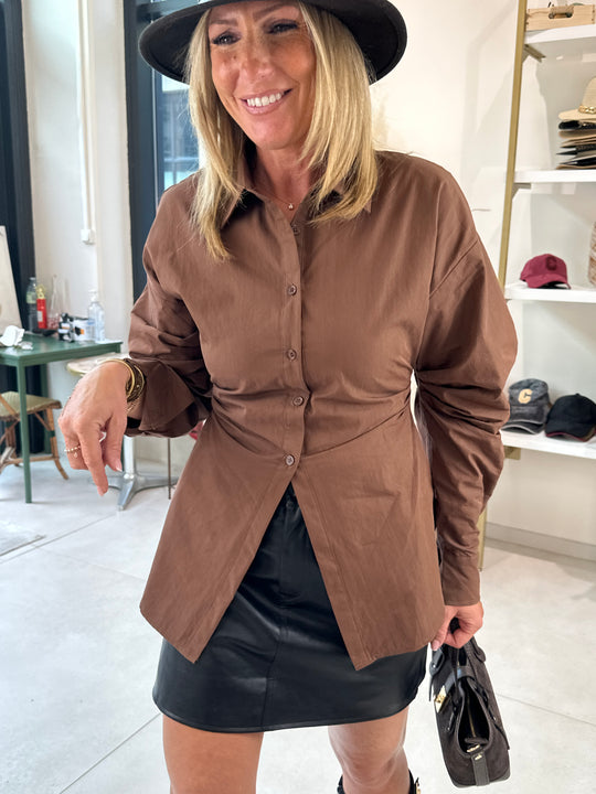 Chemise cintrée marron 11373