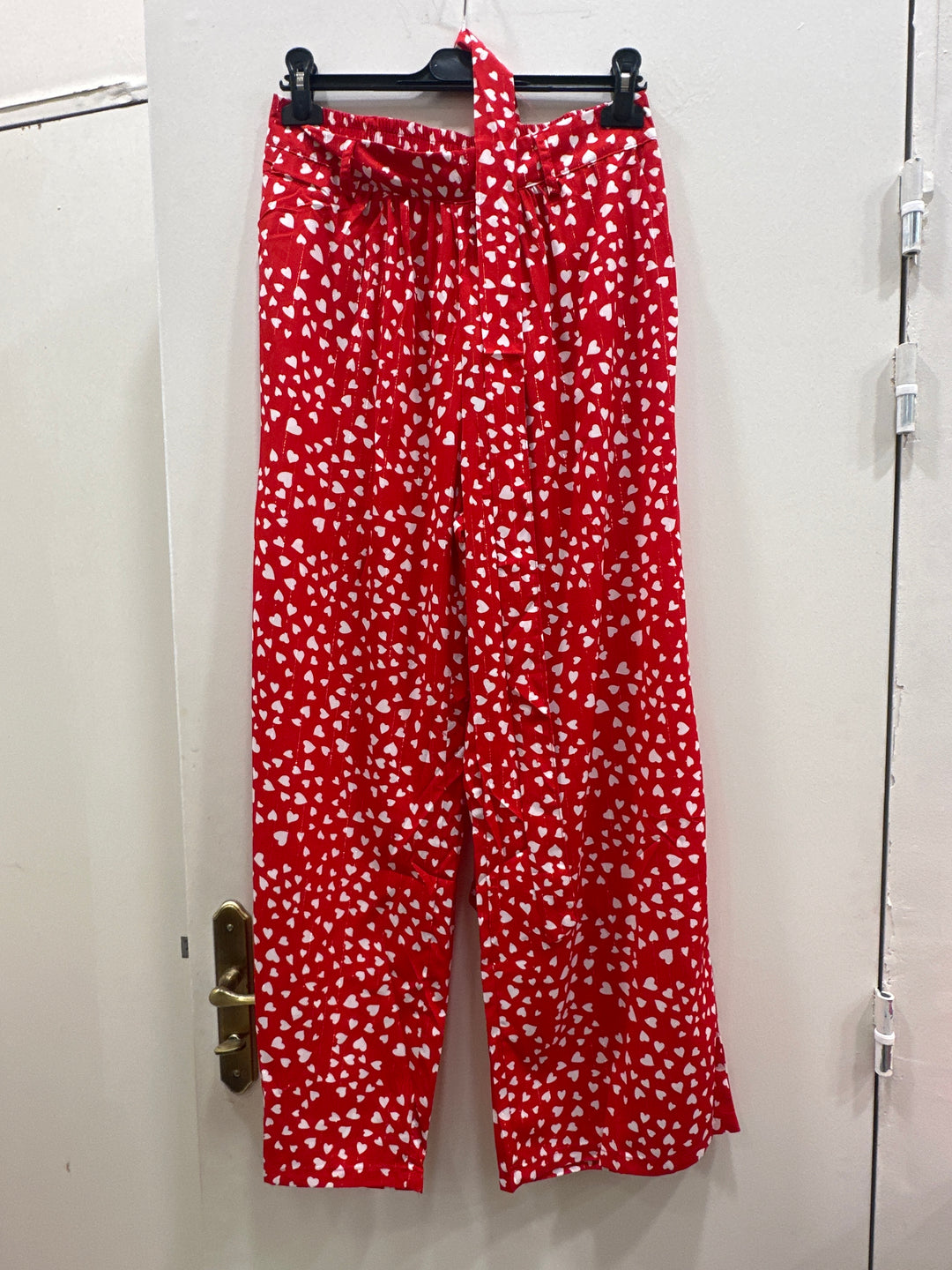 Pantalon lurex rouge cœur 857