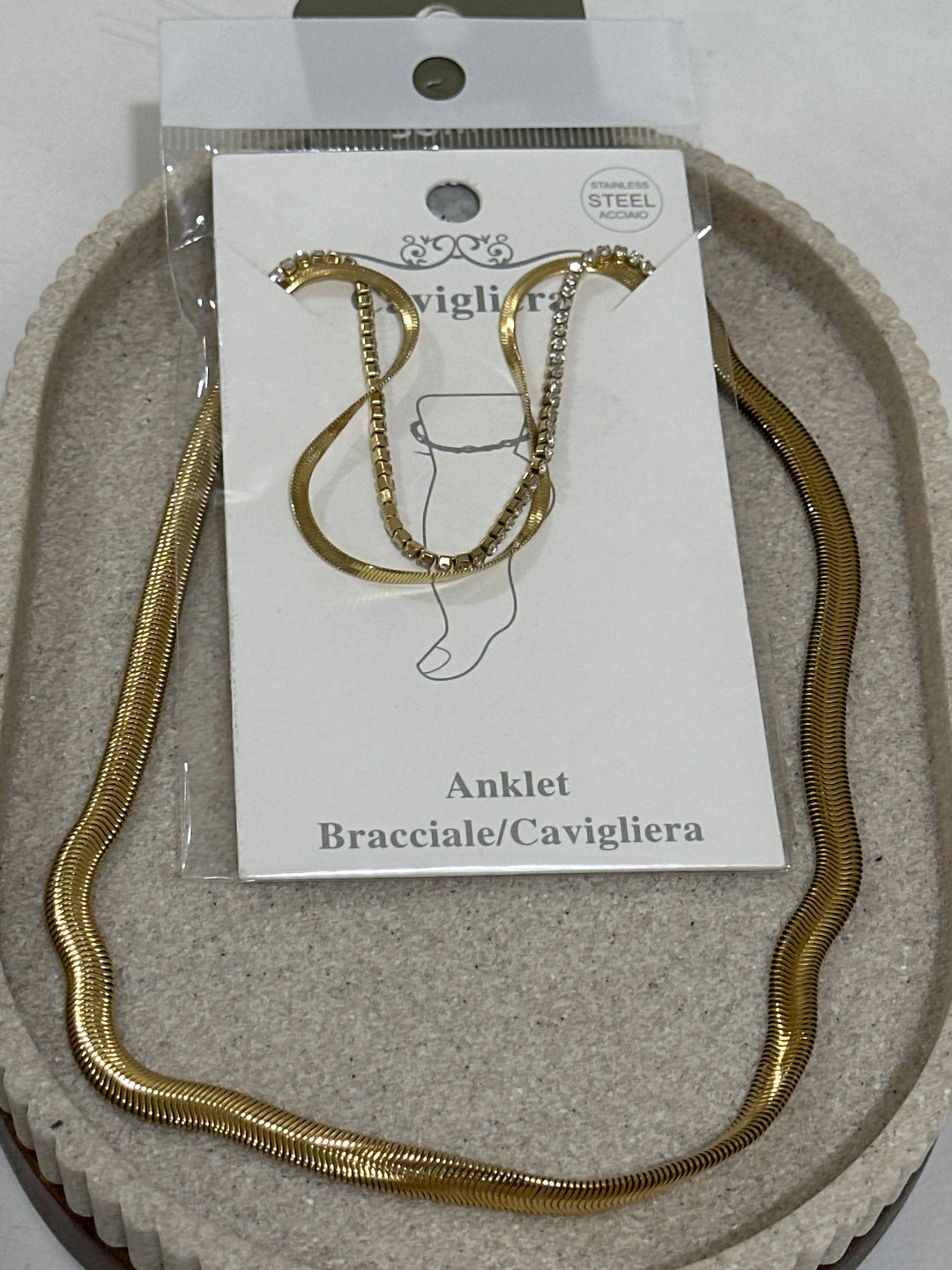 Set bijou pied 2 rangs + collier