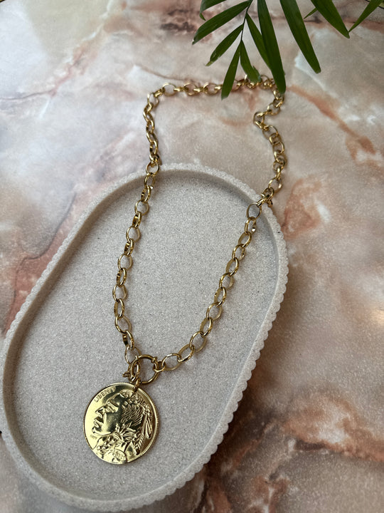 Collier long medaillon 70cm