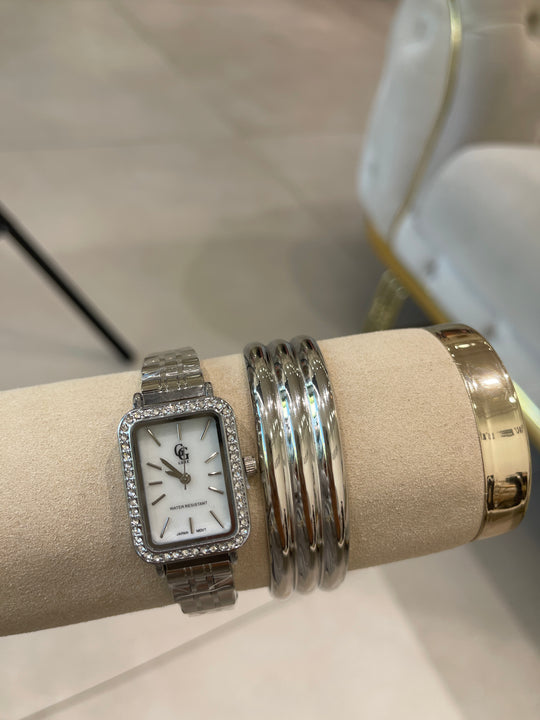 Bracelet réglable argente 3 rangs
