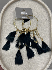 Boucles d'oreilles pendantes plumes
