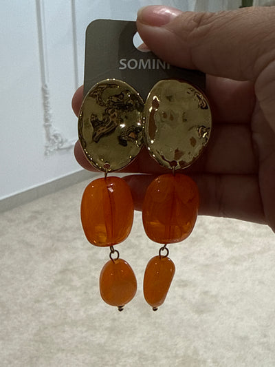 Boucles d'oreilles pierre Orange