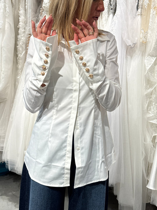 Chemise cintré manches boutons or 68812