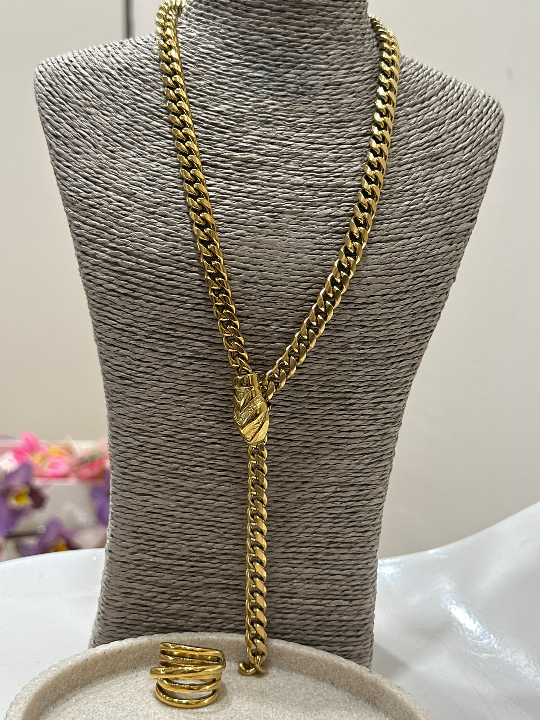 Set sautoir serpent + bague or
