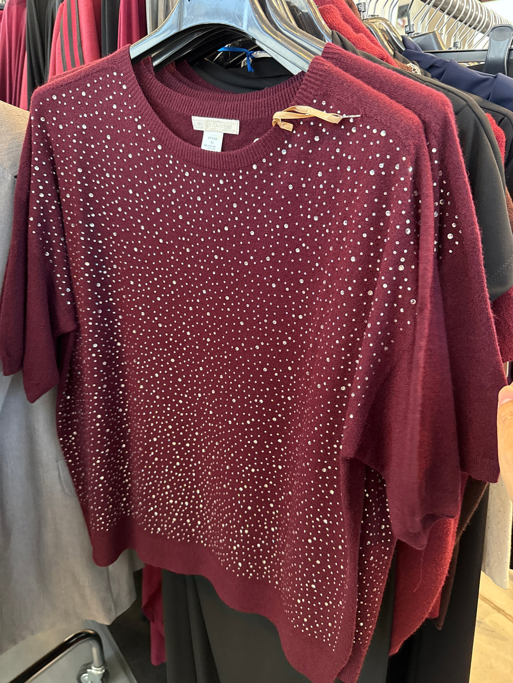 Pull col rond strass manches court 1280