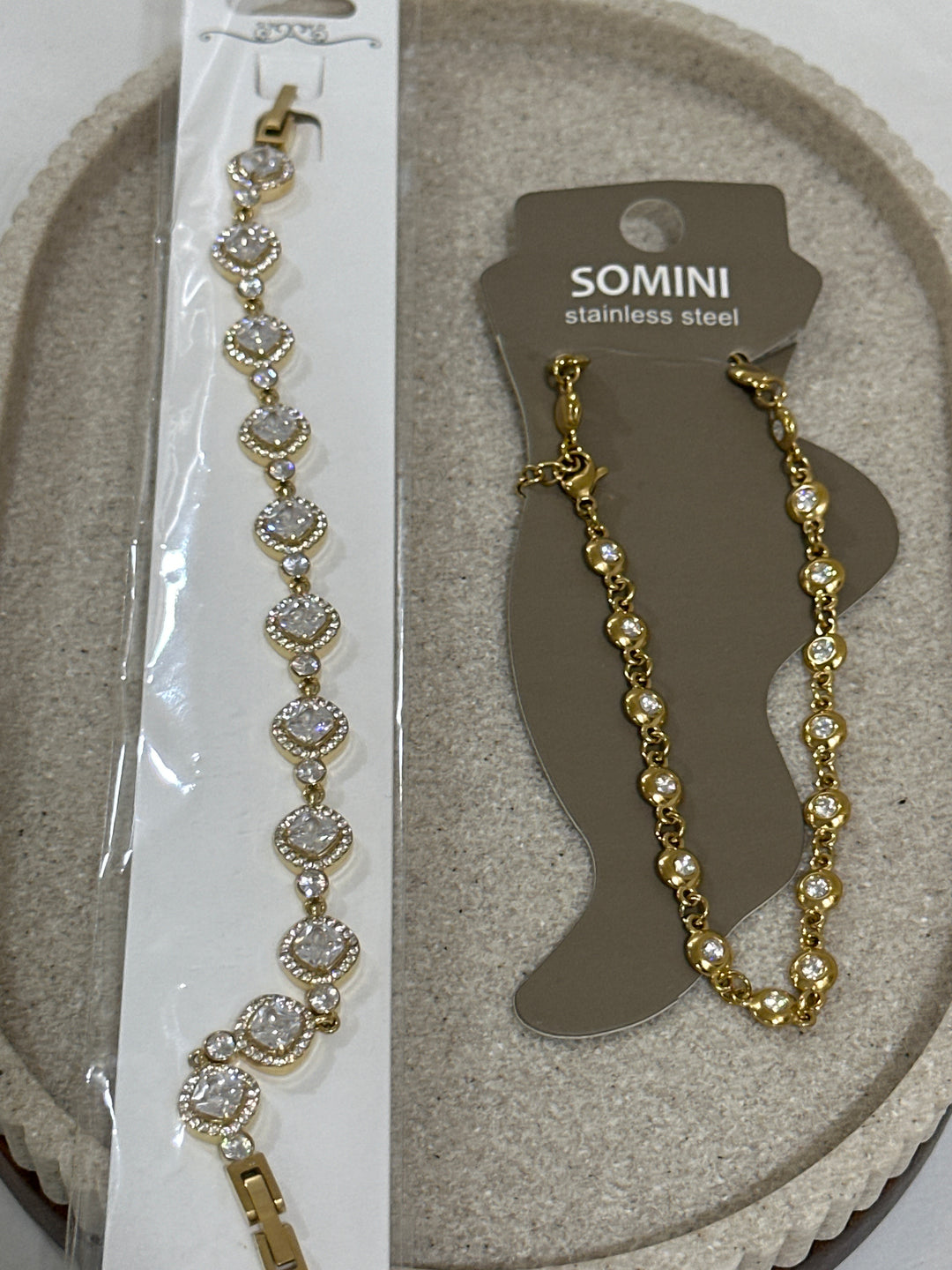 Set bracelet grosse pierre + chaîne pied petit rond