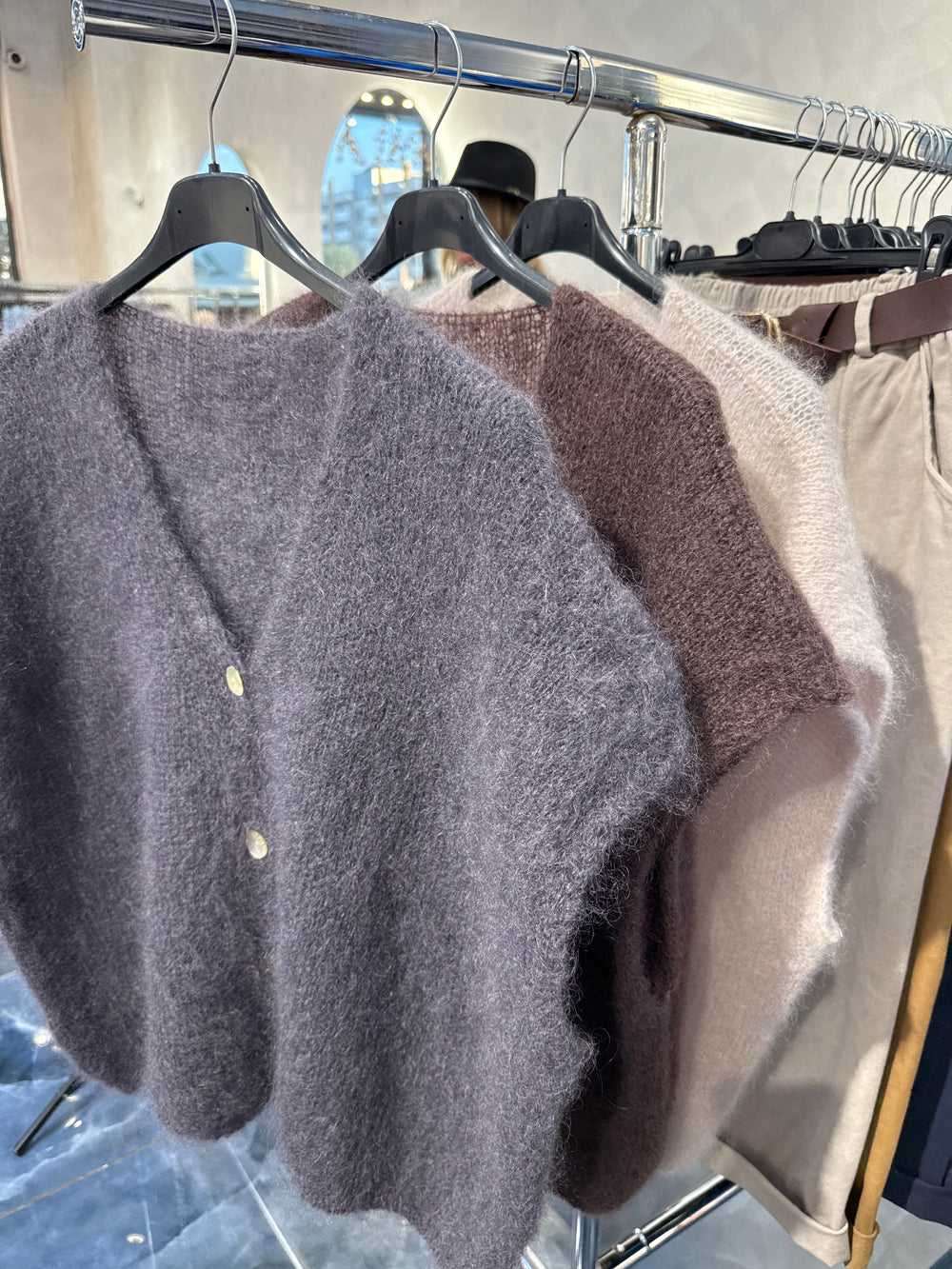 Pull gilet mohair bouton