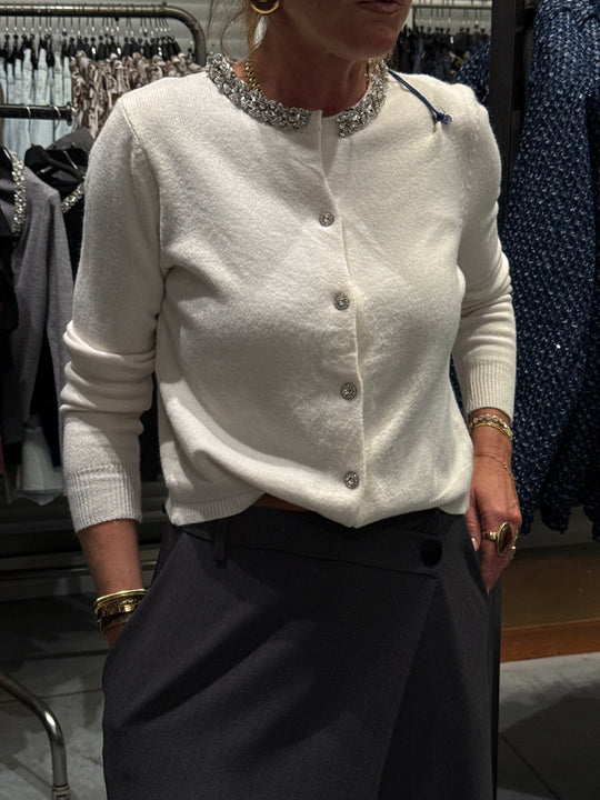 Gilet manche long col strass1590