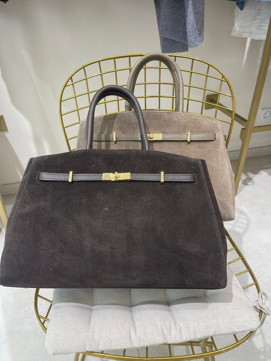 Sac grand daim boucle or