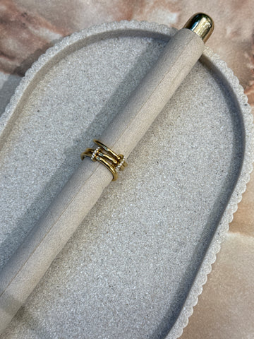Bague trois rangs petit strass