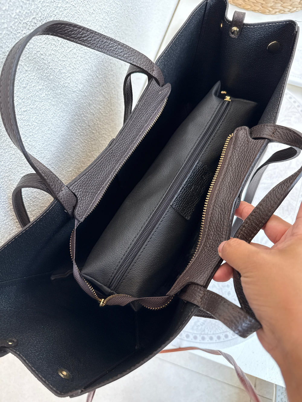 Sac cuir choco grand format 503780
