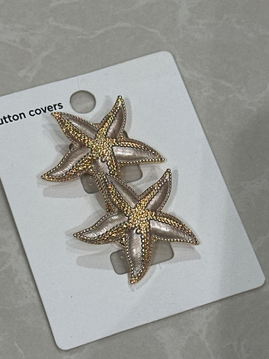 Boutons bijoux manchettes  étoile beige  brillant N8
