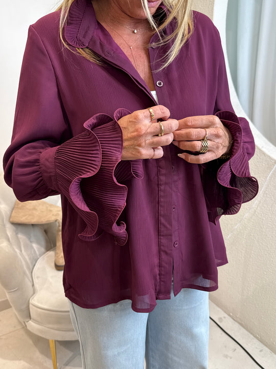 Chemise bohème manches volants Prune PF615