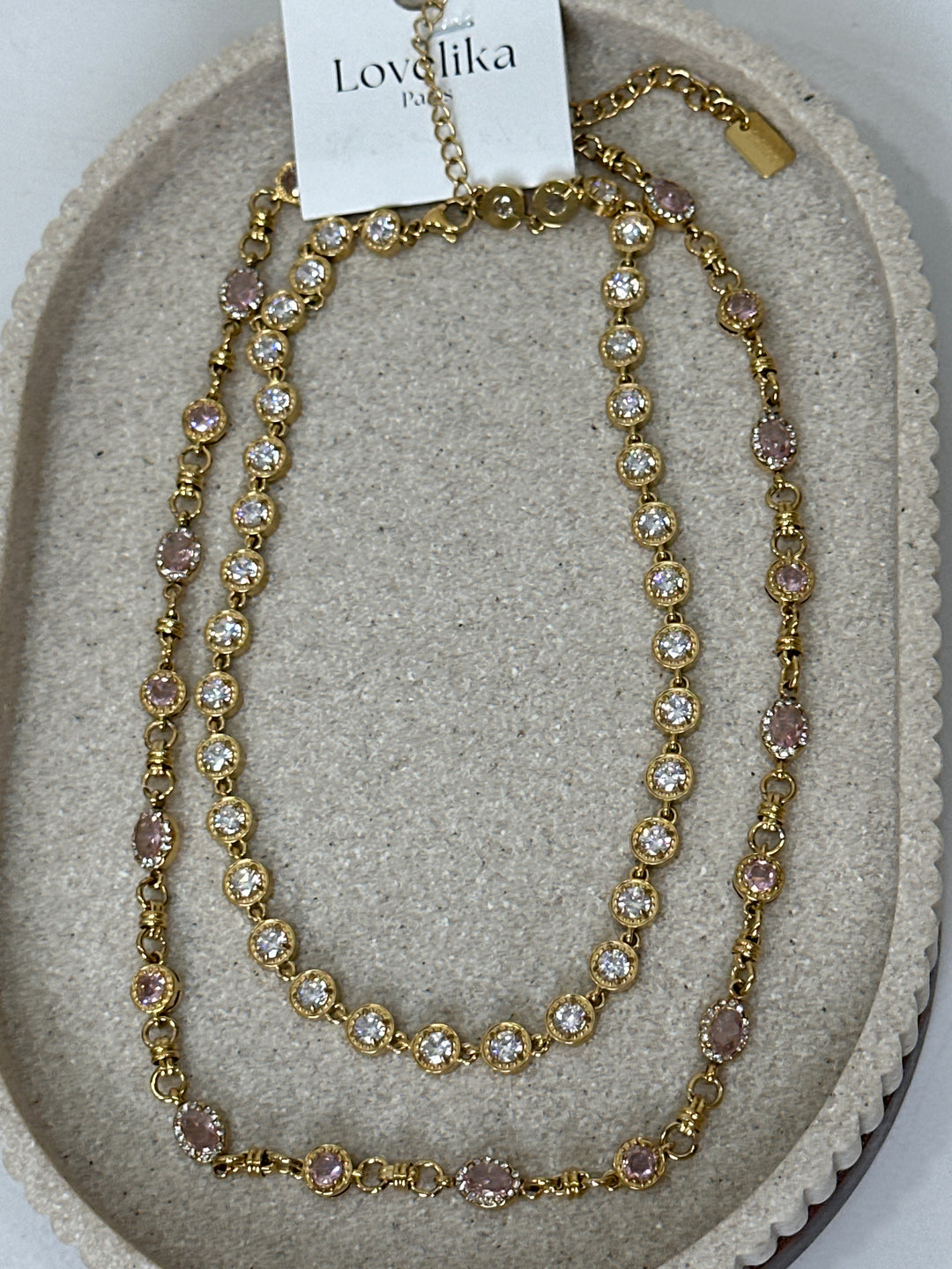 Set 2 colliers rose et blanc