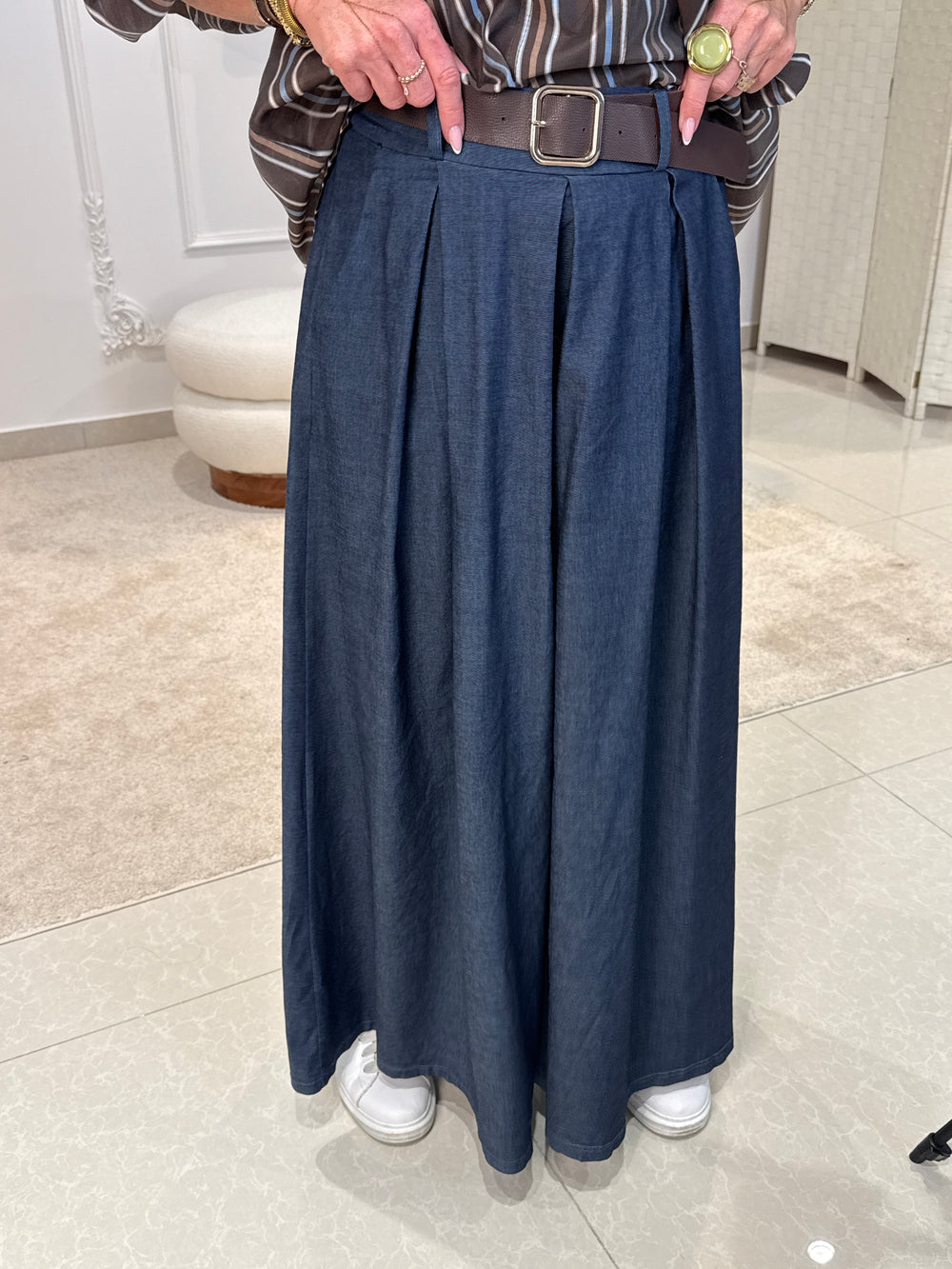 Pantalon jupe culotte tencel brute