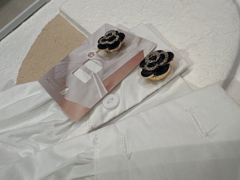 Boutons bijoux manchettes  noir brillant N15