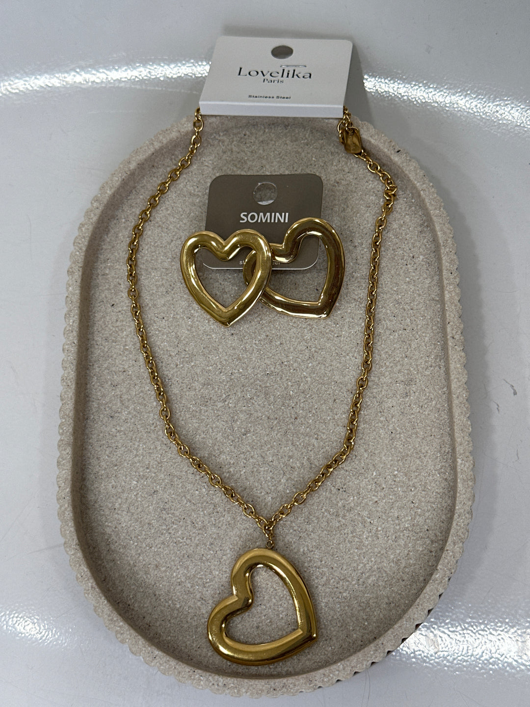 Set collier + boucles d’oreilles coeurss