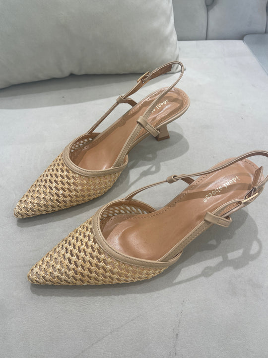 Sandales petit talons tressée beige 5513