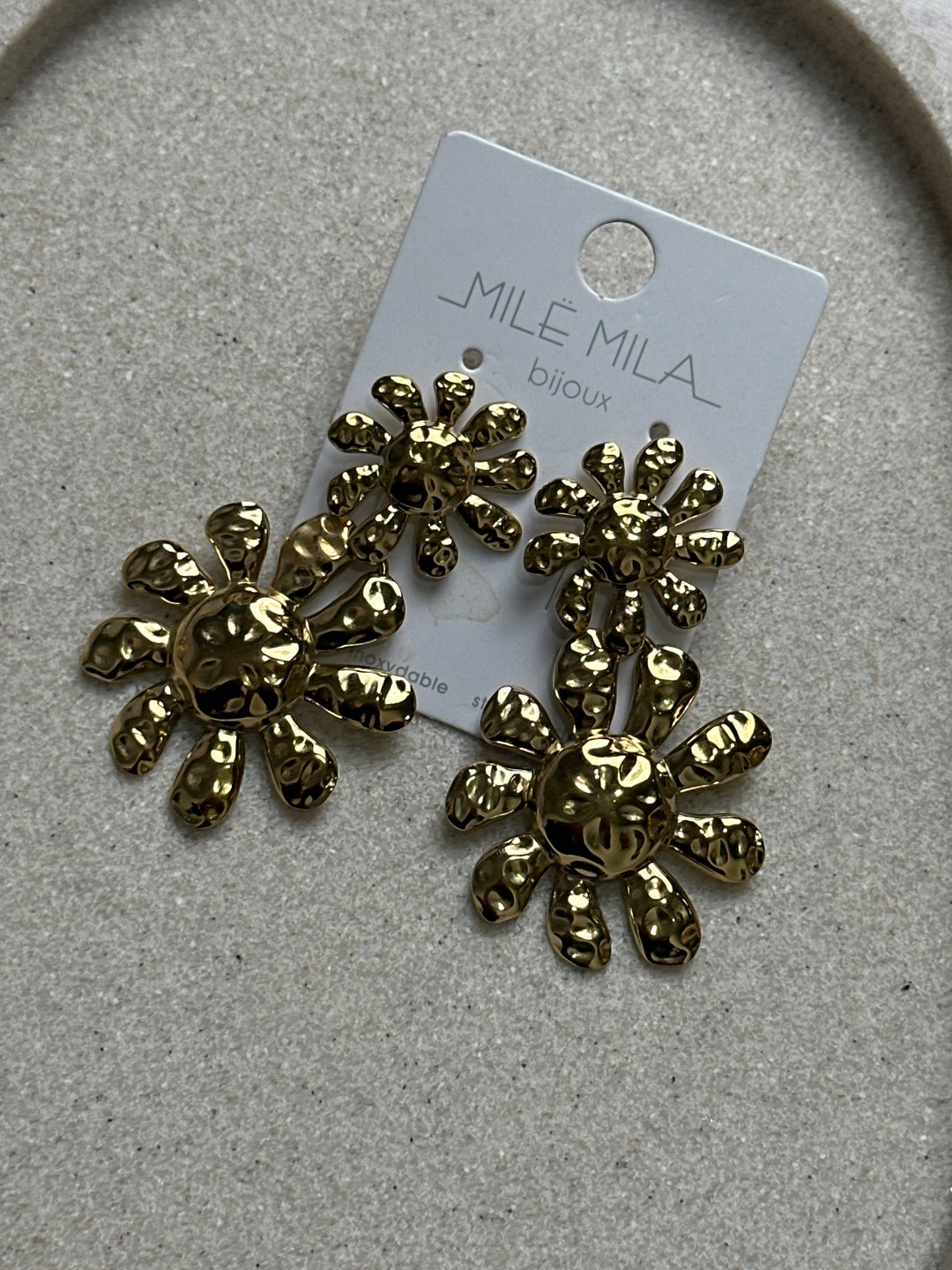 Boucles d'oreilles 2 fleurs or