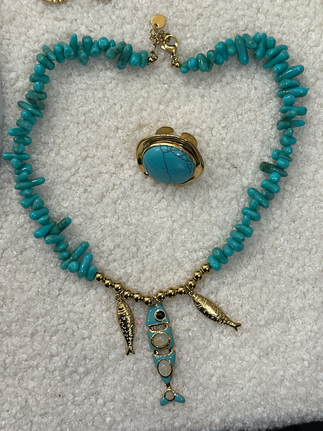 Set collier + bague turquoise