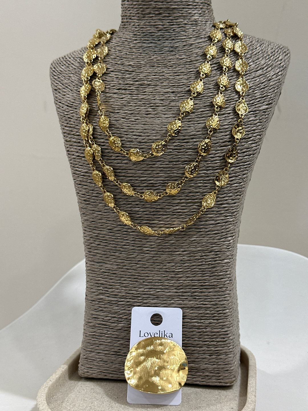 Set collier 3 rangs + bague or