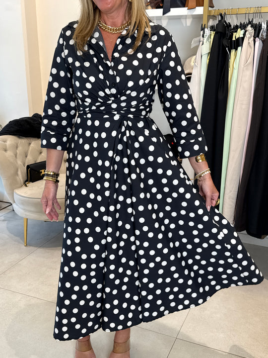 Robe long à pois Noir 4885
