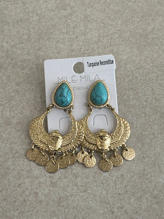 Boucles d’oreilles avec perle turquoise