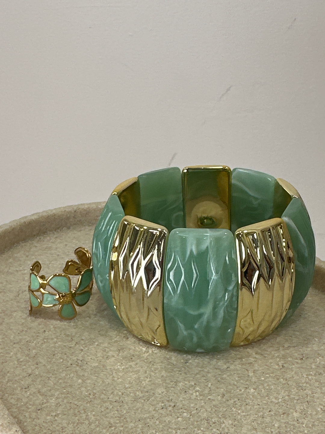 Bracelet et bague vert d’eau