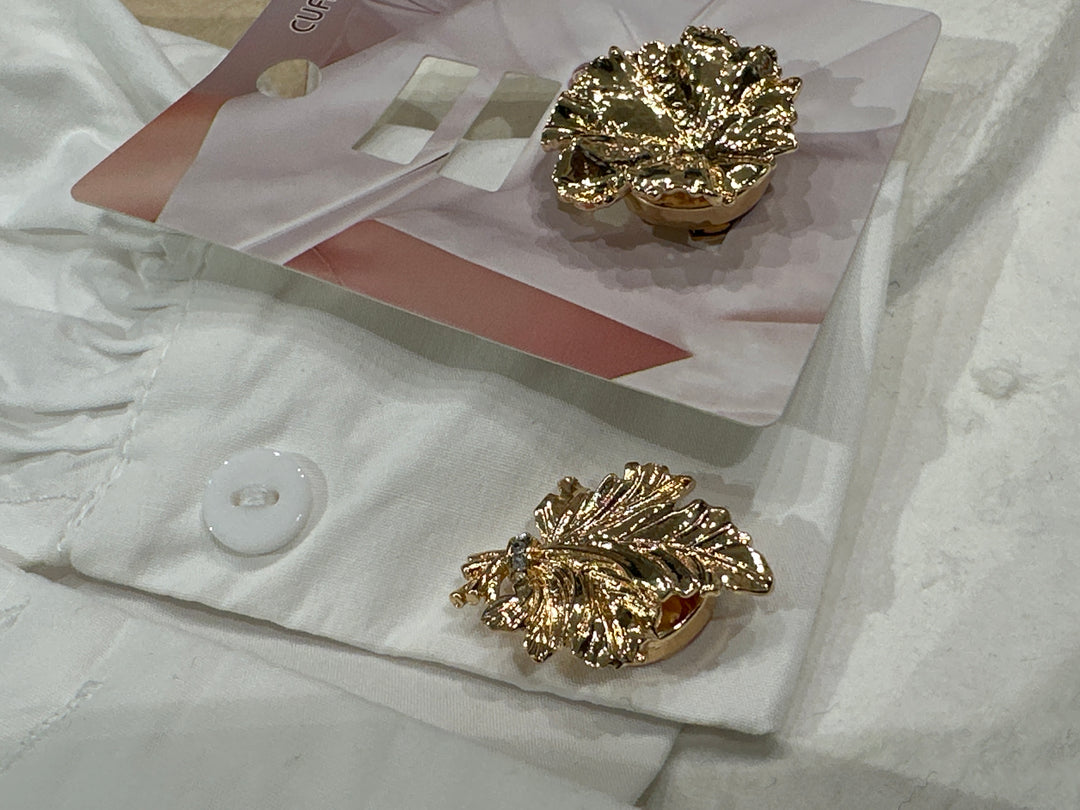 Boutons bijoux manchettes   Plume or N12