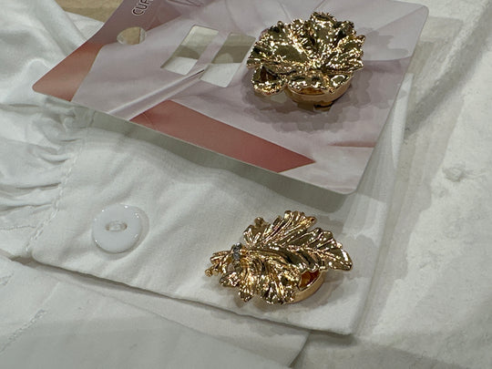 Boutons bijoux manchettes   Plume or N12