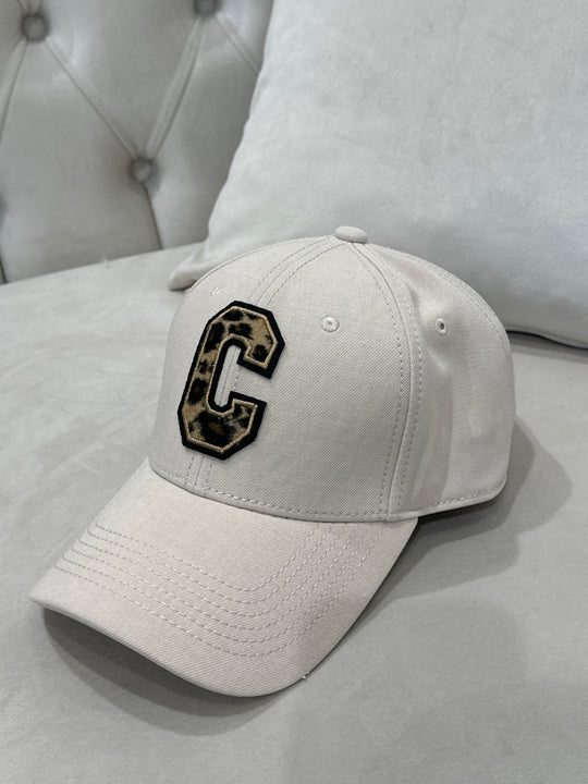Casquette logo C beige léopard
