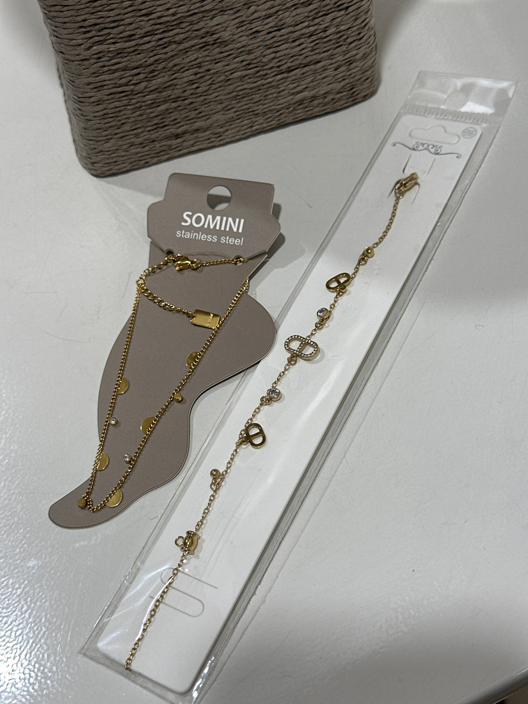 Set bijou pied + bracelet strass