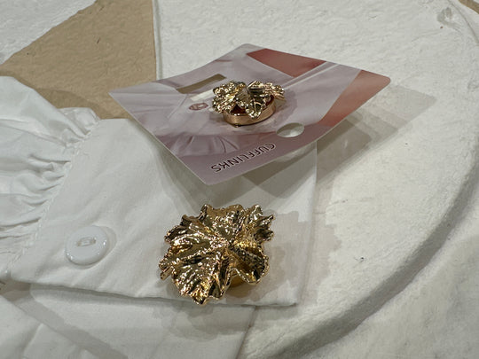 Boutons bijoux manchettes   Plume or N12