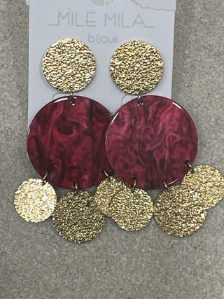 Boucles d'oreilles rondes bordeaux