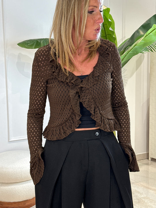 Top/gilet dentelle volant 0501